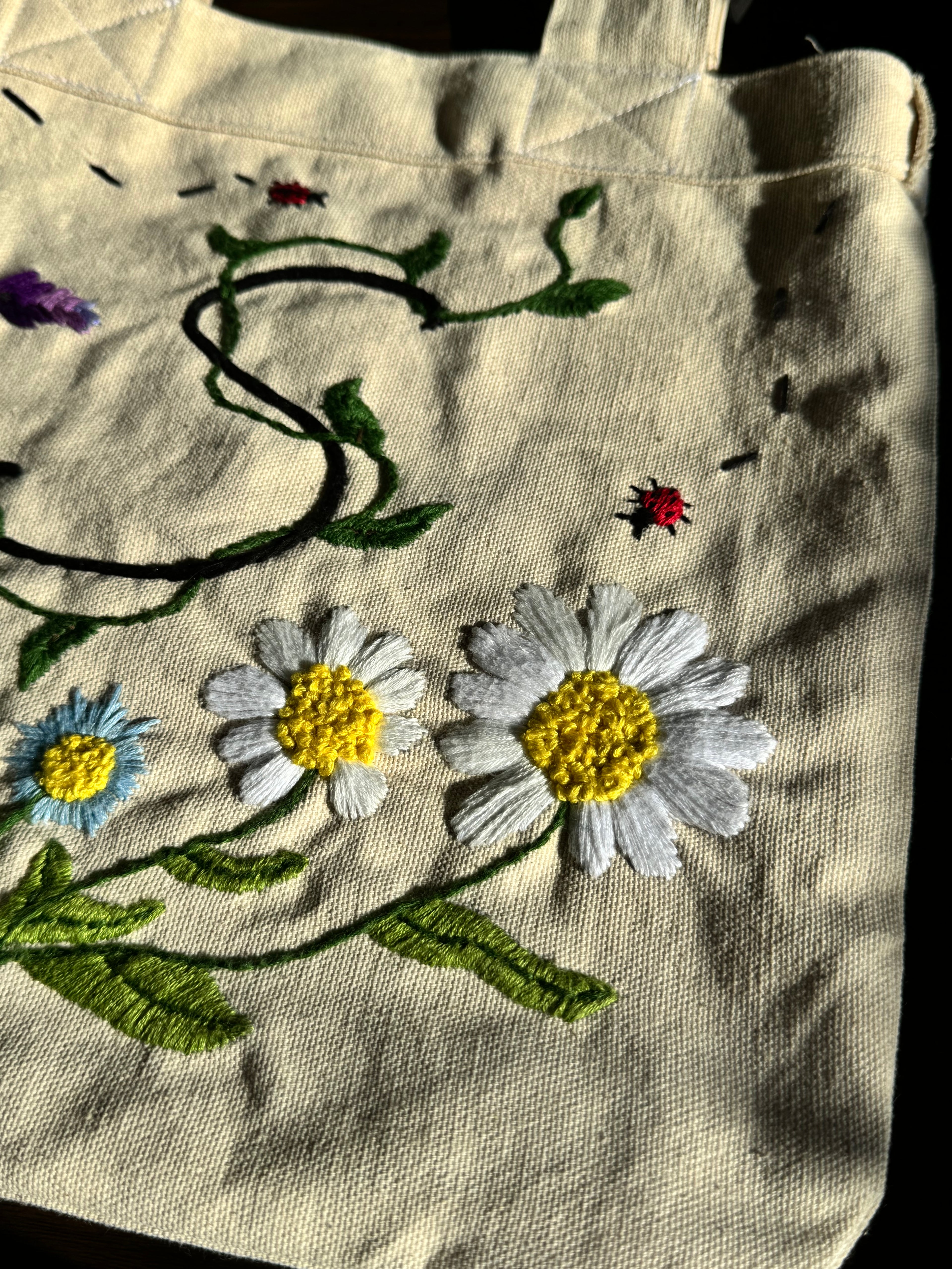 1/1 Embroidered Flower Tote