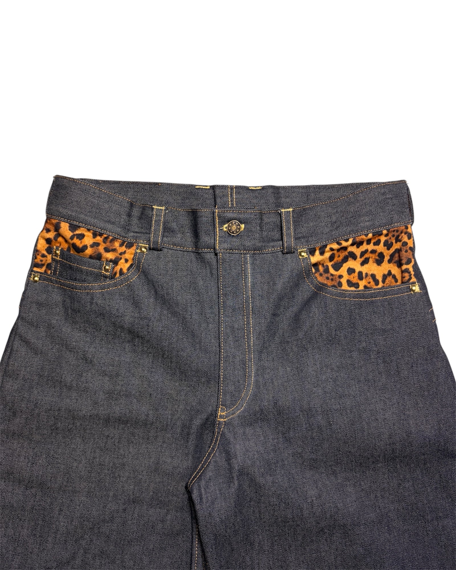 Leopard/Indigo Denim Jorts
