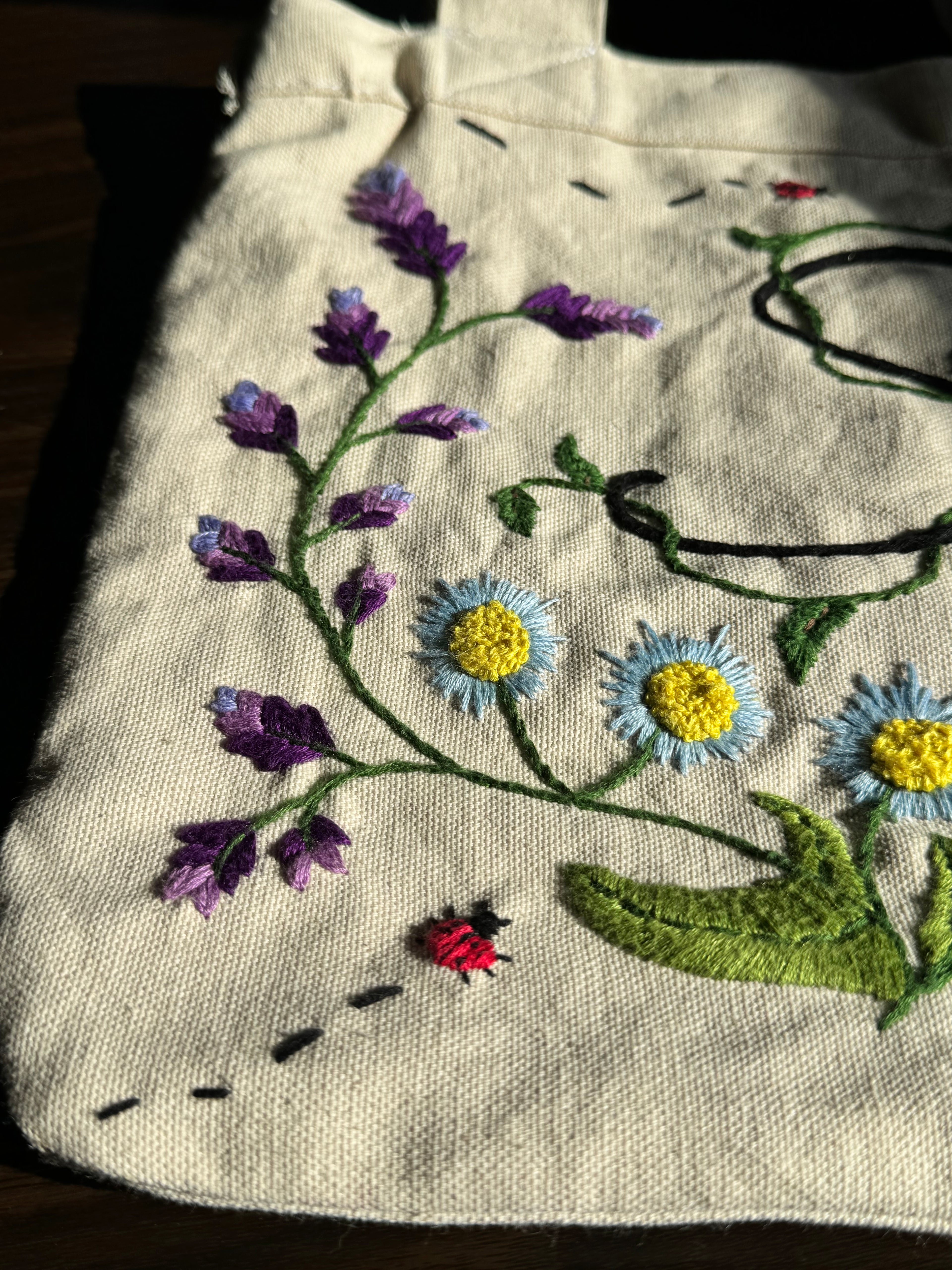 1/1 Embroidered Flower Tote