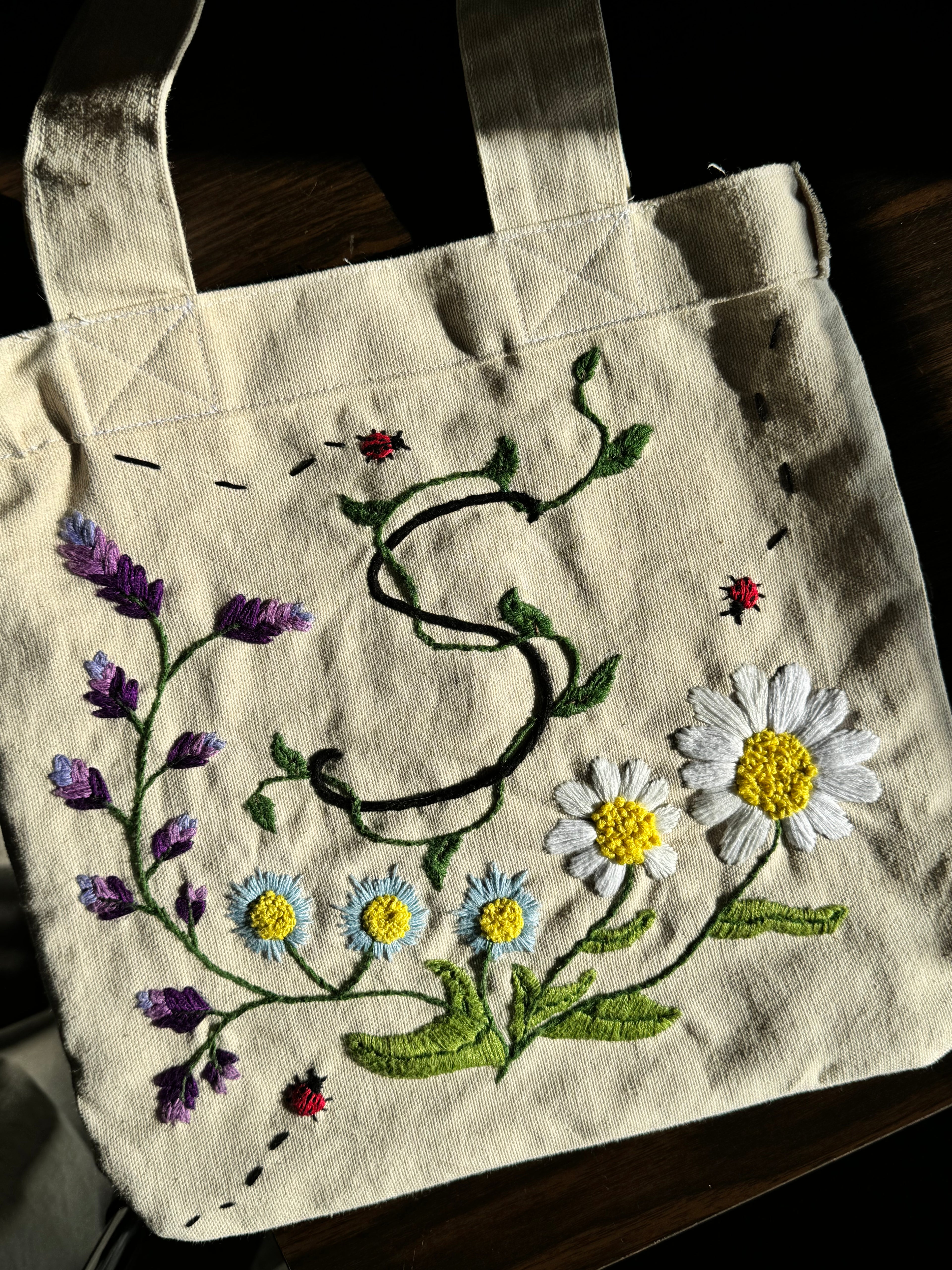 1/1 Embroidered Flower Tote