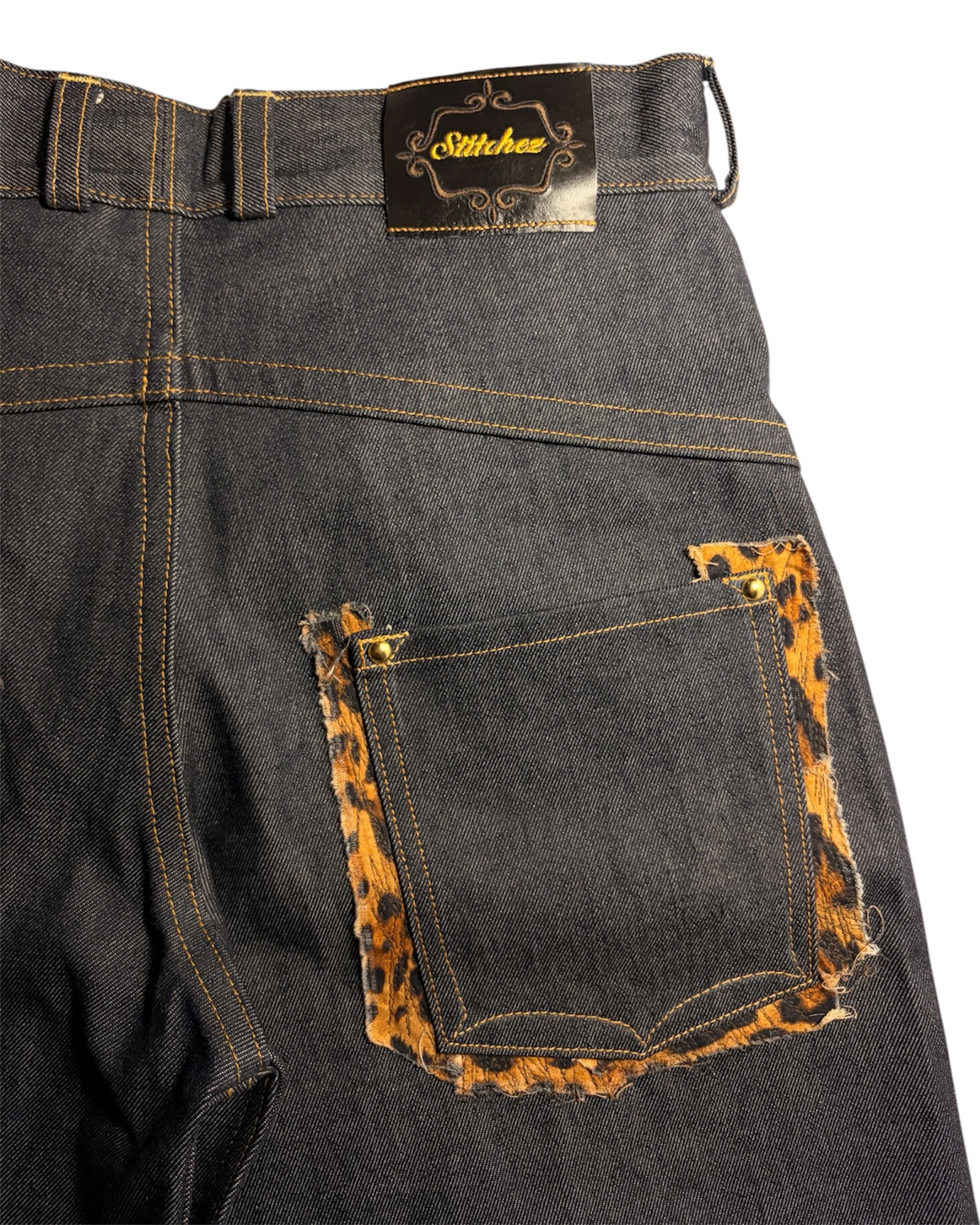 Leopard/Indigo Denim Jorts