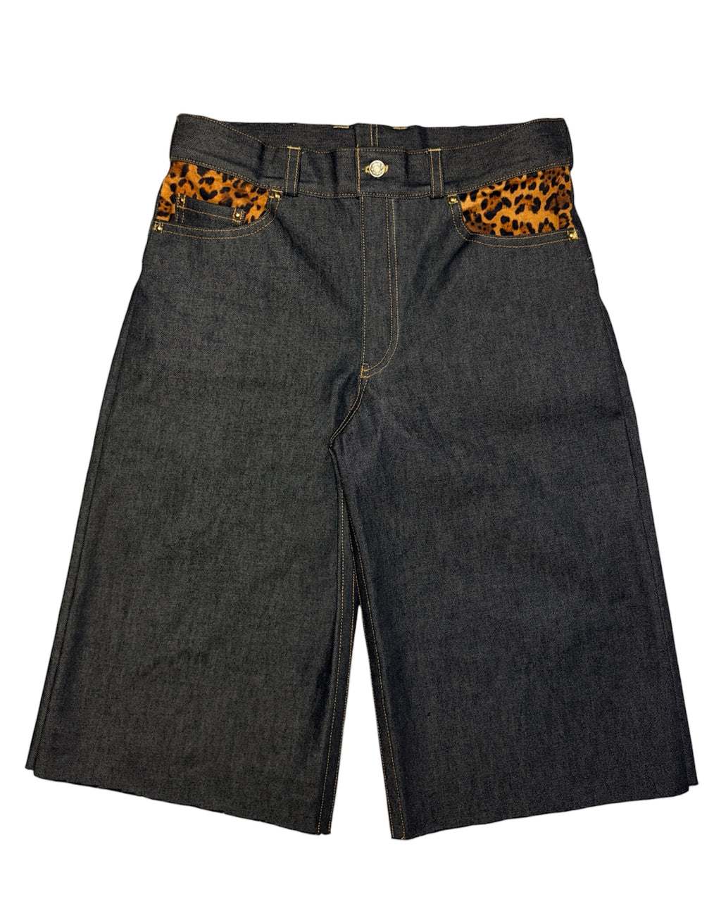 Leopard/Indigo Denim Jorts