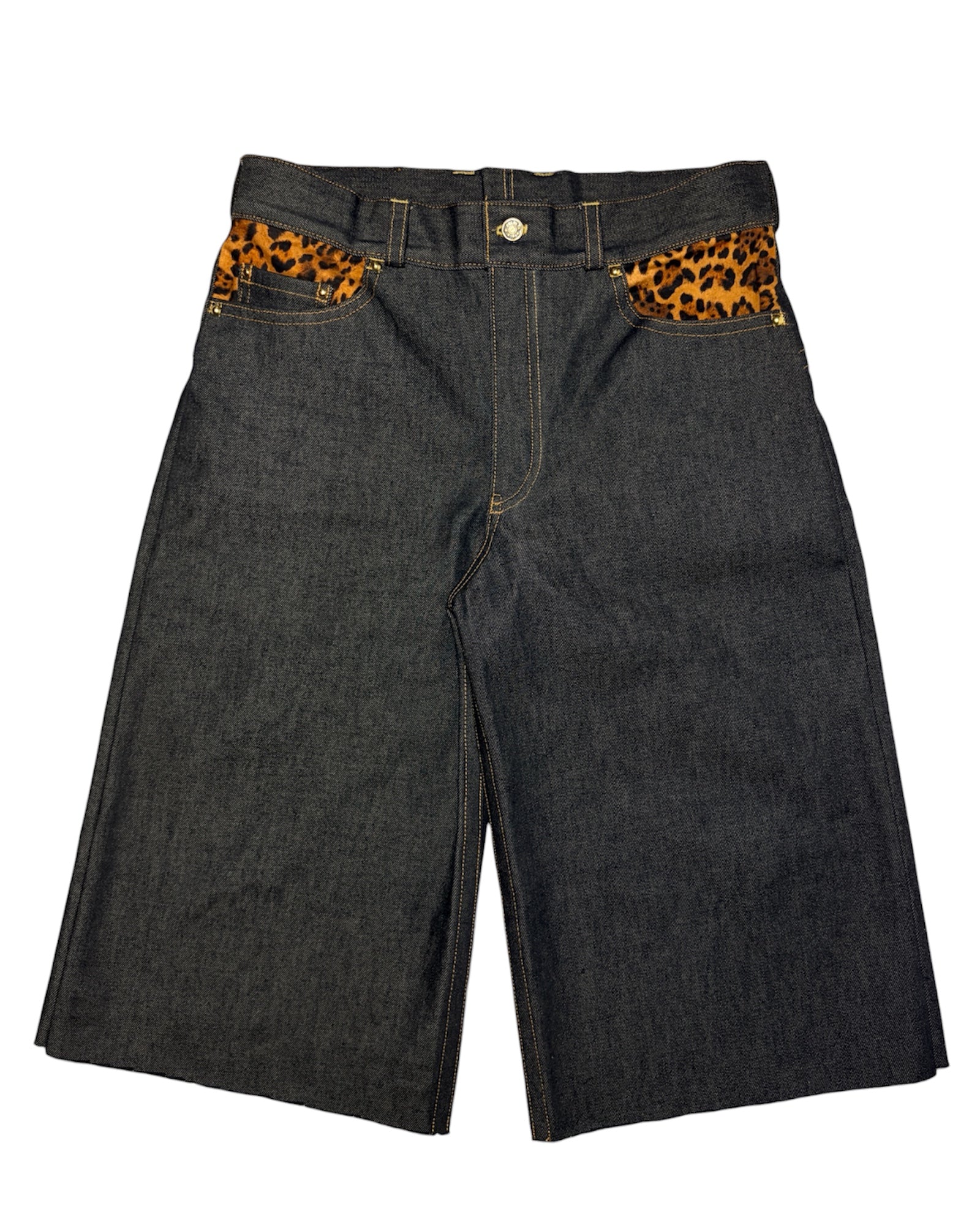 Leopard/Indigo Denim Jorts