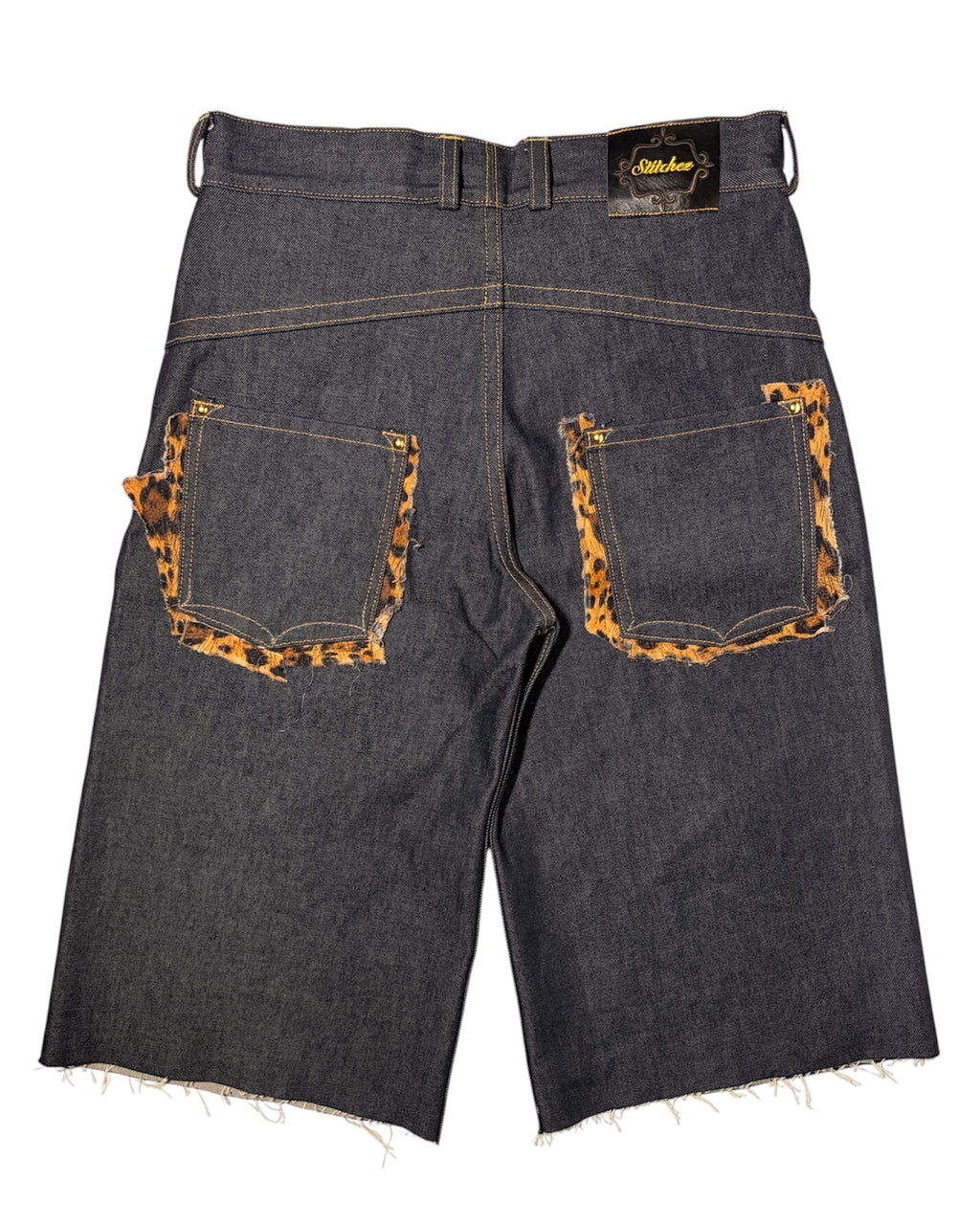 Leopard/Indigo Denim Jorts