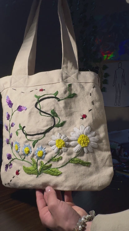 Embroidered Flower Tote